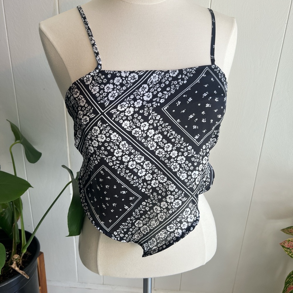 Bandana Print Black and White Floral Camisole